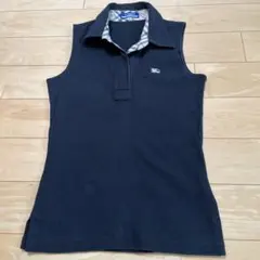 バーバリーブルーレーベル　ブラックノースリーブポロシャツ 38