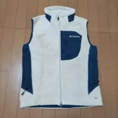 Columbia フリースベスト Mサイズ アイボリー/ネイビー