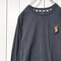 美品 ノースフェイス Tシャツ ロンＴ 長袖 刺繍 羊 刺繍ロゴ 厚手 XL
