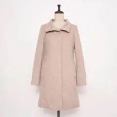 INDIVI カシミヤ混 スタンドネックコート ベージュ サイズ36*LD833