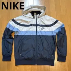 Nike 銀タグ ナイロンジャケット L フード付き ネイビー