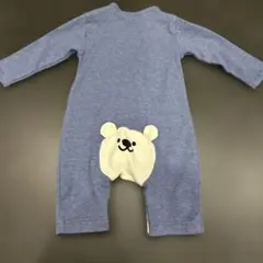 カバーオール　青×白　赤ちゃん　80cm クマ柄