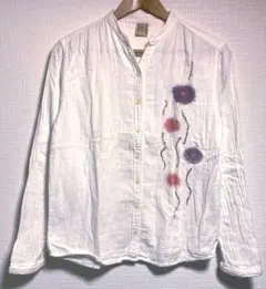 グローバルワーク ポンポン 毛玉プリント 生成 Wガーゼ 長袖シャツ L