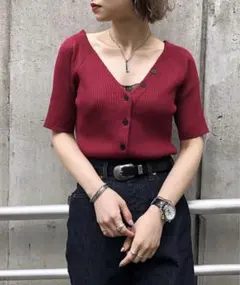 PAGEBOY リブVネックカーディガンSS