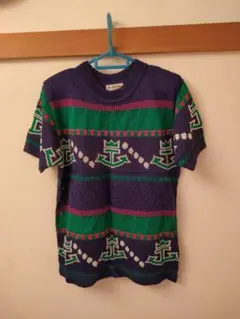 Assemblage 幾何学模様 ニット 半袖 トップス