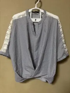 CHIP CLIPストライプ柄 五分袖 ブラウスM