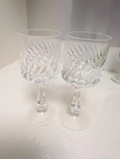 クリスタルカット ワイングラス 2個セット