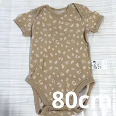 ユニクロ ベージュ 半袖ロンパース 80