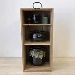 年代物の茶道具セット 木製収納箱付き