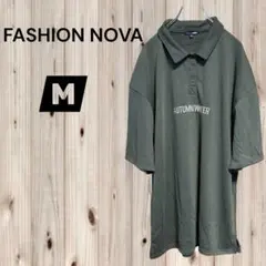 FASHION NOVA 【M】BIGポロシャツ 刺繍・オーバーサイズデザイン