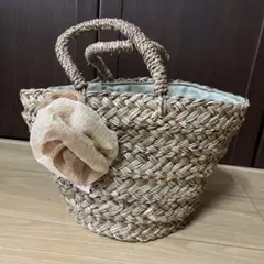 新品タッセル付き かごバッグ ナチュラル×ブルー - メルカリ