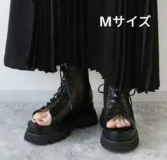 HARE レースUPメッシュブーサン 厚底 黒 Ｍサイズ ブーツのサムネイル
