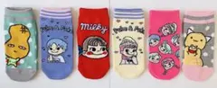 レディースキャラクターショートソックス6足セット 22-24cm 踵つき