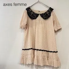 アクシーズファム ドット柄チュニック 半袖　春夏　トップス　レディース　丸襟