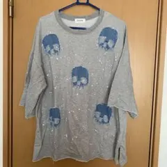 O'marie スカル デニム アップリケ Tシャツ