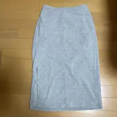 GU リブ タイトスカート グレー L サイドスリット