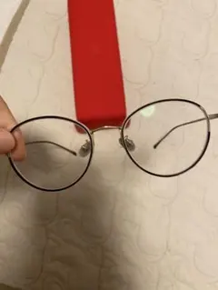 メタルフレーム ラウンド型メガネ ケース付き　Zoff