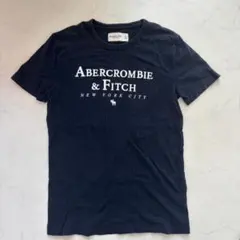 Abercrombie Tシャツ ロゴ刺繍 ネイビー S（C839）