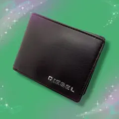 《超美品》 ディーゼル 二つ折り財布 レザー ダークブラウン系 シルバー金具