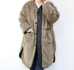 Midiumi ミディウミ リバーシブル キルティング ボア アウター モカ