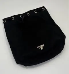 PRADA プラダ ポーチ 巾着 ナイロン ブラック レディース 三角ロゴ