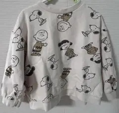 【美品】PEANUTS スヌーピー 総柄 裏起毛トレーナー 110cm