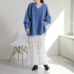 【Kastane】カットフリルIラインスカート ホワイト