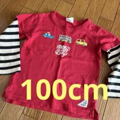 ロンT ボーダー＆赤　　長袖Tシャツ　　車　　乗り物柄