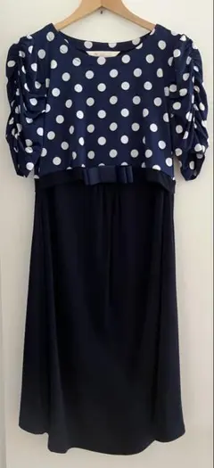 Sweet Mommy ネイビー ドット柄 ワンピース M