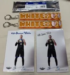 シーホース三河　アーロン・ホワイト　アクリルキーホルダー2個、チップス写真2枚