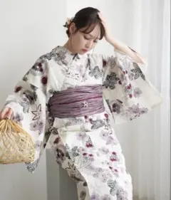 二部式浴衣 セパレート浴衣 3点set えんじ色の菊散らし Y5-18-2 - メルカリ