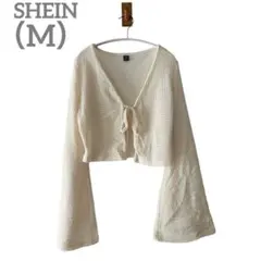 1047 SHEINシーインカーディガンMサイズリボンボリューム袖クリーム色