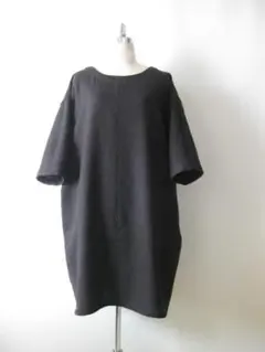 ウール100%ソフトツイルブラウンボックスワンピース