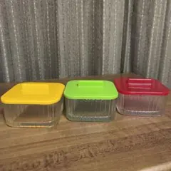 昭和レトロ 3色ガラス容器セット