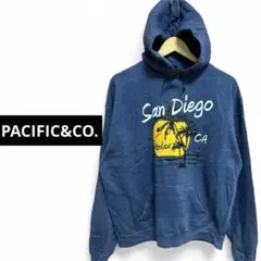 PACIFIC&CO. サンディエゴ ビッグプリント パーカー フーディ L 青