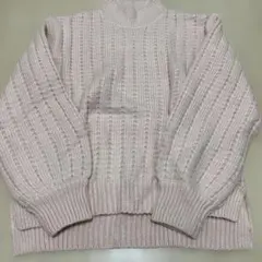 ピンク 長袖ニットセーター