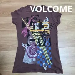 VOLCOM 茶 グラフィックプリント Tシャツ サーフ系 Y2K