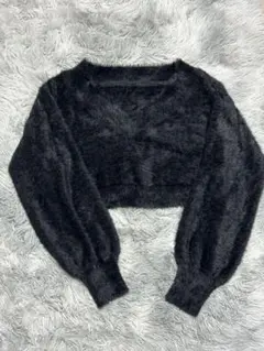 GRL 黒 バルーンスリーブ クロップドニット F