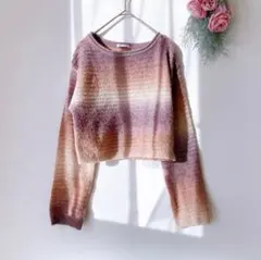 【 GU 】ジーユー（S）ニットセーター グラデーション ショート丈