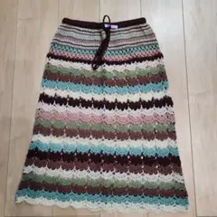 フレアスカート レース編み カラフル