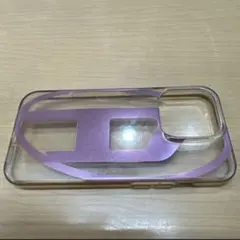 iPhone15pro用透明ケース ピンク・シルバーロゴ