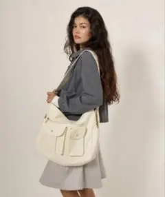 tinajojun ショルダー付き トラベルバッグ アイボリー ボストンバッグ