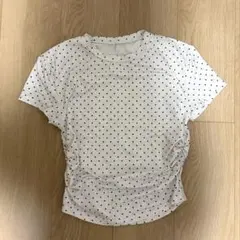ドット Tシャツ 水玉 半袖Tシャツ ギャザーのサムネイル