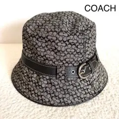 COACH シグネチャー キャンバス レザー バケットハット ブラック