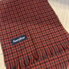 familiar ファミリアチェック　マフラー　ウール100%