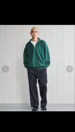 H BEAUTY&YOUTH HALF ZIP SWEAT POLLOVER