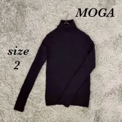 MOGA (2) リブニット 長袖 セーター タイト シンプル カットスリーブ