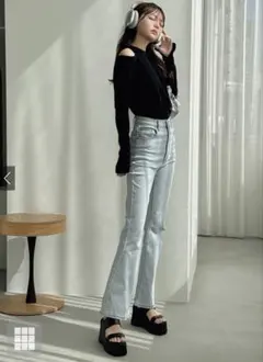 フリージアハイウエストフレアデニムパンツ