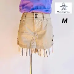 マンシングウェア　ペンギン　バッチロゴ　インナー付き　スカート　ベージュ　M