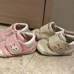 ミキハウス　ベビーシューズ ピンク ホワイト